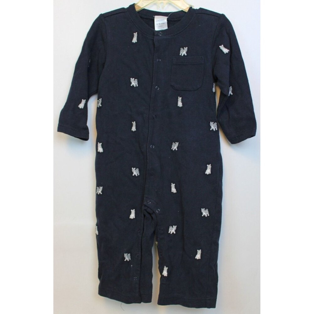 2008 Gymboree Huskey Pup 1pc sz 12-18 Months NWT Boys Jumper Romper Blue Pocket